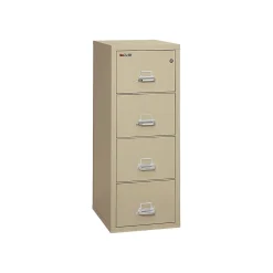 File Cabinets*FireKing Classic 4-Drawer Vertical File Cabinet, Fire Resistant, Legal, Parchment, 25.06"D (4-2125-CPA)