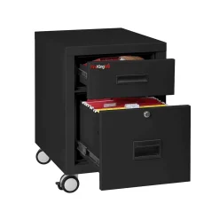 File Cabinets*FireKing 2-Drawer Mobile Vertical File Cabinet, Letter/Legal Size, Lockable, Fire Resistant, Black (2M1822-1BL)