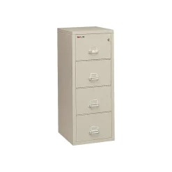 File Cabinets*FireKing 4-Drawer Vertical File Cabinet, Legal Size, Lockable, Fire Resistant, 57"H x 21.25"W x 32"D, Parchment (421572PA)