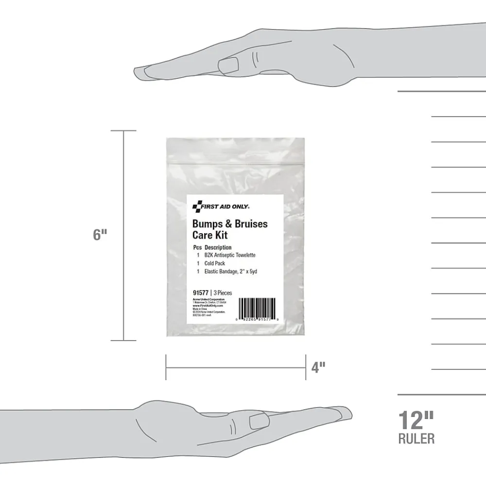 First Aid Only Bumps and Bruises Care Kit,3 Pieces, 25 Packs/Carton (91577)
