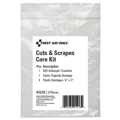 First Aid Only Cuts and Scrapes Care Kit,6 Pieces, 25 Packs/Carton (91576)