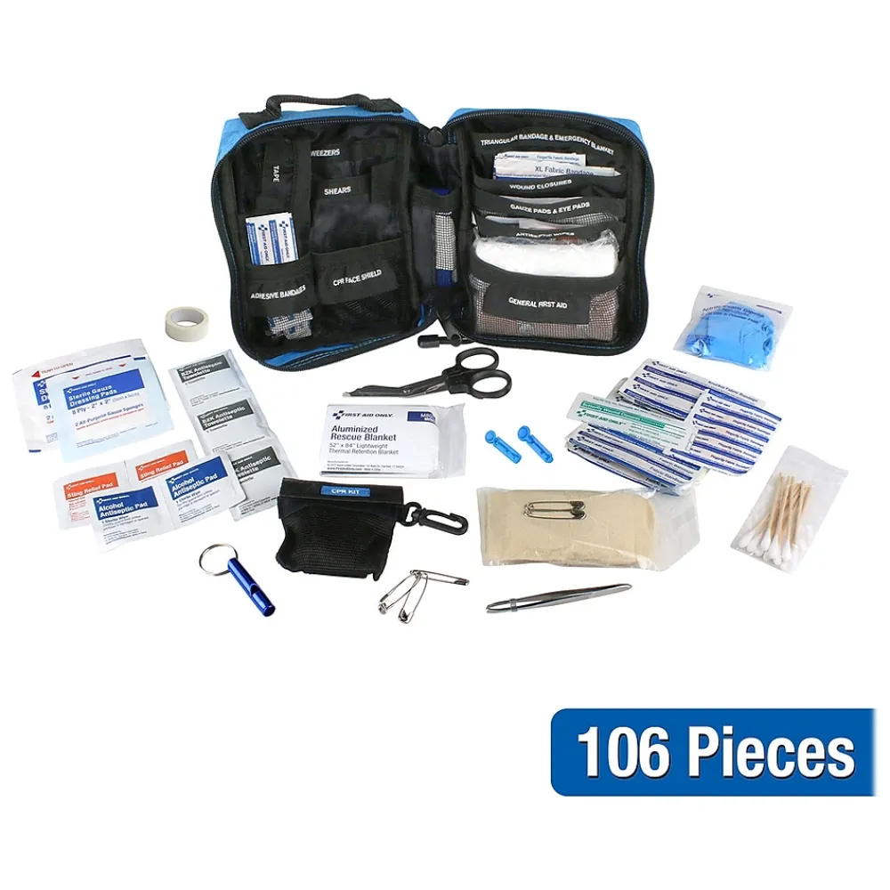 First Aid Only Essential On-The-Go First Aid Kit,Fabric Case, 25 Person, 106 Pieces (91281)