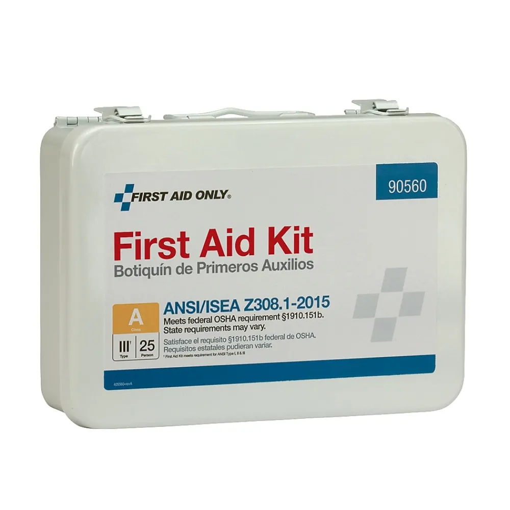 First Aid Only Metal First Aid Kit, ANSI 2015 Class A, 25 People, 89 Pieces (90560)
