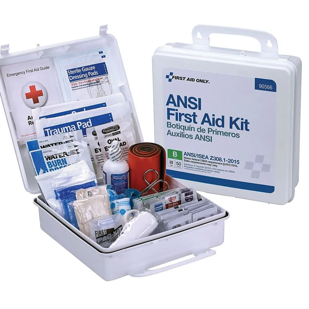 First Aid Only Plastic First Aid Kit, ANSI 2015 Class B, 50 People, 199 Pieces (90566)