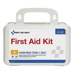 First Aid Only Plastic Weatherproof First Aid Kit, ANSI 2021 Class A, 10 People, 76 Pieces (91322)