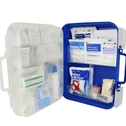 First Aid Only ReadyCare Plastic First Aid Kit with Medication, ANSI 2021 Class A, 50 People, 238 Pieces, Clear/Blue (90698)
