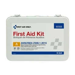 First Aid Only Unitized Metal First Aid Kit, ANSI 2015 Class A, 25 People, 82 Pieces (90568)