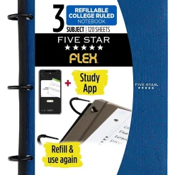Subject Notebooks|Five Star Flex 3-Subject Notebooks, 8.5" x 11", College Ruled, 120 Sheets (08126)