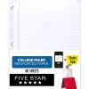 Filler Paper|Five Star Reinforced College Ruled Filler Paper, 8.5" x 11", 3-Hole Punched, 80 Sheets/Pack (170102/170035)