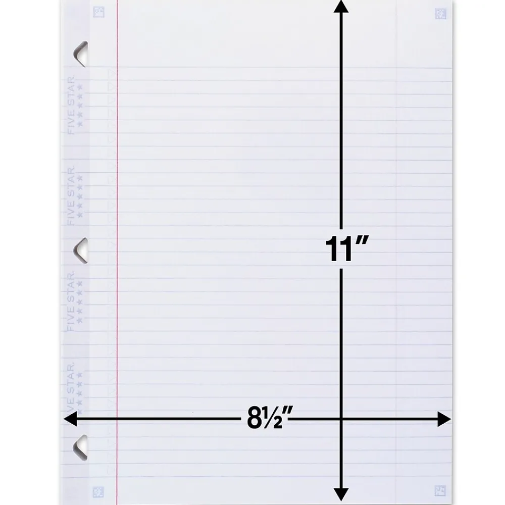 Filler Paper|Five Star Reinforced College Ruled Filler Paper, 8.5" x 11", 100 Sheets/Pack (17102/17010)