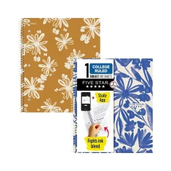 Subject Notebooks|Five Star Soft Petals 1-Subject Notebooks, 8.5" x 11", College-Ruled, 80 Sheets, Assorted Colors, 2/Pack (820331)