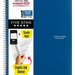Subject Notebooks|Five Star 1-Subject Notebooks, 8.5" x 11", College Ruled, 100 Sheets (06206/08076) Assorted
