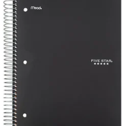 Subject Notebooks|Five Star 5-Subject Subject Notebooks, 8" x 10.5", Wide Ruled, 200 Sheets, Each (51016)