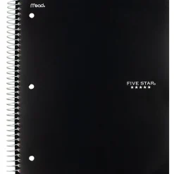Subject Notebooks|Five Star 3-Subject Wirebound Notebook, 8-1/2" x 11", College Ruled, 150 Sheets, (72069) Black