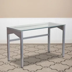 Computer Desks*Flash Furniture 47" Glass Glass Computer Desks Clear/Silver (NANYLCD1219)