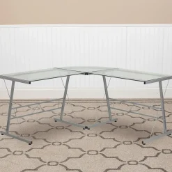 Computer Desks*Flash Furniture 84" Glass L-Shape Computer Desk, Clear/Silver (NANCD22181)