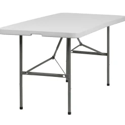 Folding Tables*Flash Furniture 60" x 30" Plastic Rectangular Bi-Folding Table, Granite White, 10/Pack