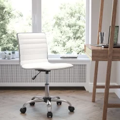 Office Chairs*Flash Furniture Alan Armless Vinyl Swivel Low Back Task Office Chair, White/Chrome (DS512BWH)