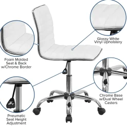 Office Chairs*Flash Furniture Alan Armless Vinyl Swivel Low Back Task Office Chair, White/Chrome (DS512BWH)