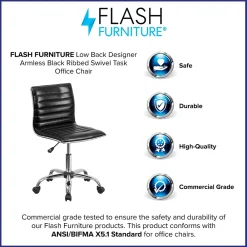 Office Chairs*Flash Furniture Alan Armless Vinyl Swivel Low Back Task Office Chair, Black/Chrome (DS512BBK)