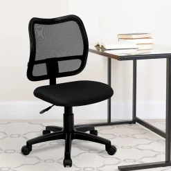 Office Chairs*Flash Furniture Alber Armless Ergonomic Mesh Swivel Mid-Back Task Office Chair, Black (WLA277BK)
