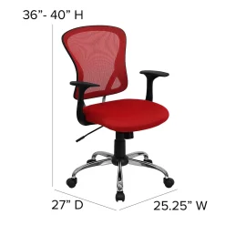 Office Chairs*Flash Furniture Alfred Ergonomic Mesh Swivel Mid-Back Task Office Chair, Red (H8369FRED)