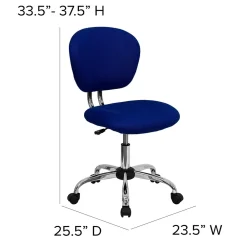 Office Chairs*Flash Furniture Beverly Armless Ergonomic Mesh Swivel Mid-Back Padded Task Office Chair, Blue (H2376FBLUE)