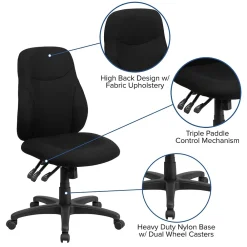 Office Chairs*Flash Furniture Brandy Armless Ergonomic Fabric Swivel Mid-Back Task Office Chair, Black (BT90297M)