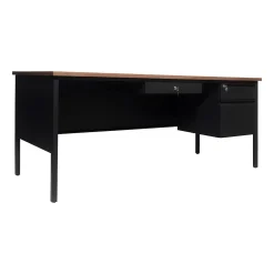 Office Desks*Flash Furniture Cambridge 70"W Single Pedestal Desk, (GCMBLK177WLN) Walnut/Black