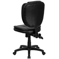 Office Chairs*Flash Furniture Caroline Armless Ergonomic LeatherSoft Swivel Mid-Back Multifunction Task Office Chair, Black (GO930FBKLEA)