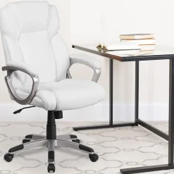 Office Chairs*Flash Furniture Carolyn LeatherSoft Swivel Mid-Back Executive Office Chair, White (GO2236MWH)