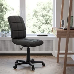 Office Chairs*Flash Furniture Clayton Armless Vinyl Swivel Mid-Back Quilted Task Office Chair, Black (GO16911BK)
