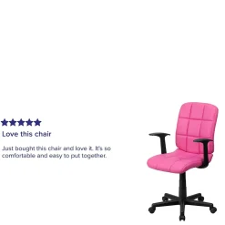 Office Chairs*Flash Furniture Clayton Vinyl Swivel Mid-Back Quilted Task Office Chair, Pink (GO16911PINKA)