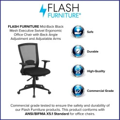 Office Chairs*Flash Furniture Cleo Ergonomic Mesh Swivel Mid-Back Executive Office Chair, Black (HL0004K)