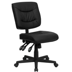 Office Chairs*Flash Furniture Cole Armless Ergonomic LeatherSoft Swivel Mid-Back Task Office Chair, Black (GO1574BK)