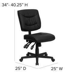 Office Chairs*Flash Furniture Cole Armless Ergonomic LeatherSoft Swivel Mid-Back Task Office Chair, Black (GO1574BK)