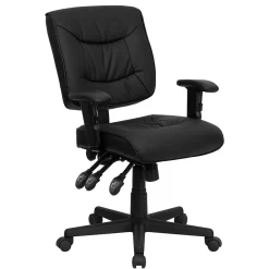 Office Chairs*Flash Furniture Cole Ergonomic LeatherSoft Swivel Mid-Back Task Office Chair, Black (GO1574BKA)