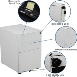 File Cabinets*Flash Furniture 3-Drawer Cabinet, Legal & Letter Files, White, 21