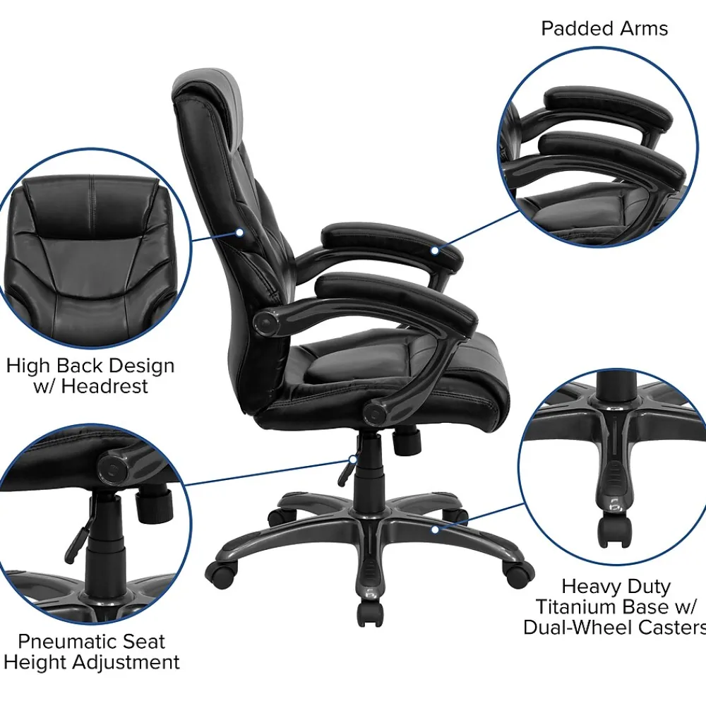 Office Chairs*Flash Furniture Greer Ergonomic LeatherSoft Swivel High Back Executive Office Chair, Black (GO724HBKLEA)