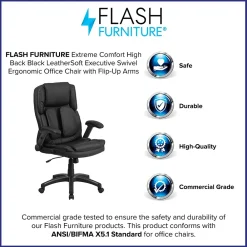 Office Chairs*Flash Furniture Hansel Ergonomic LeatherSoft Swivel High Back Executive Office Chair, Black (BT90275H)