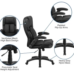 Office Chairs*Flash Furniture Hansel Ergonomic LeatherSoft Swivel High Back Executive Office Chair, Black (BT90275H)