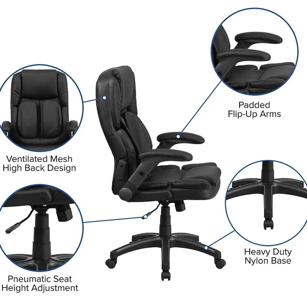 Office Chairs*Flash Furniture Hansel Ergonomic LeatherSoft Swivel High Back Executive Office Chair, Black (BT90275H)