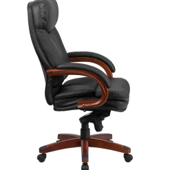 Office Chairs*Flash Furniture Hansel Ergonomic LeatherSoft Swivel High Back Executive Office Chair, Black/Mahogany (BT90171HS)
