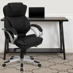 Office Chairs*Flash Furniture Hawkins Ergonomic LeatherSoft Swivel High Back Executive Office Chair, Black (H9626L2)