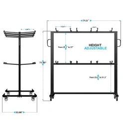 Flash Furniture Hawkins Folding Table and Chairs Mobile Cart, 660 lb. Capacity, Black (QINSHD245425)