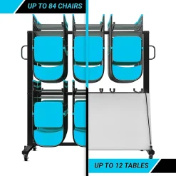 Flash Furniture Hawkins Folding Table and Chairs Mobile Cart, 660 lb. Capacity, Black (QINSHD245425)