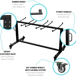 Flash Furniture Hawkins Folding Table and Chairs Mobile Cart, 330 lb. Capacity, Black (QINFRCW45425)