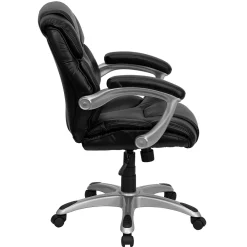 Office Chairs*Flash Furniture Heather Ergonomic LeatherSoft Swivel Mid-Back Executive Office Chair, Black (GO931HMIDBK)