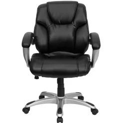 Office Chairs*Flash Furniture Heather Ergonomic LeatherSoft Swivel Mid-Back Executive Office Chair, Black (GO931HMIDBK)
