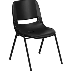 Folding & Stacking*Flash Furniture Hercules Shell Ergonomic Stack Chair With Black Frame and 16" Seat, Black, 15/Pack